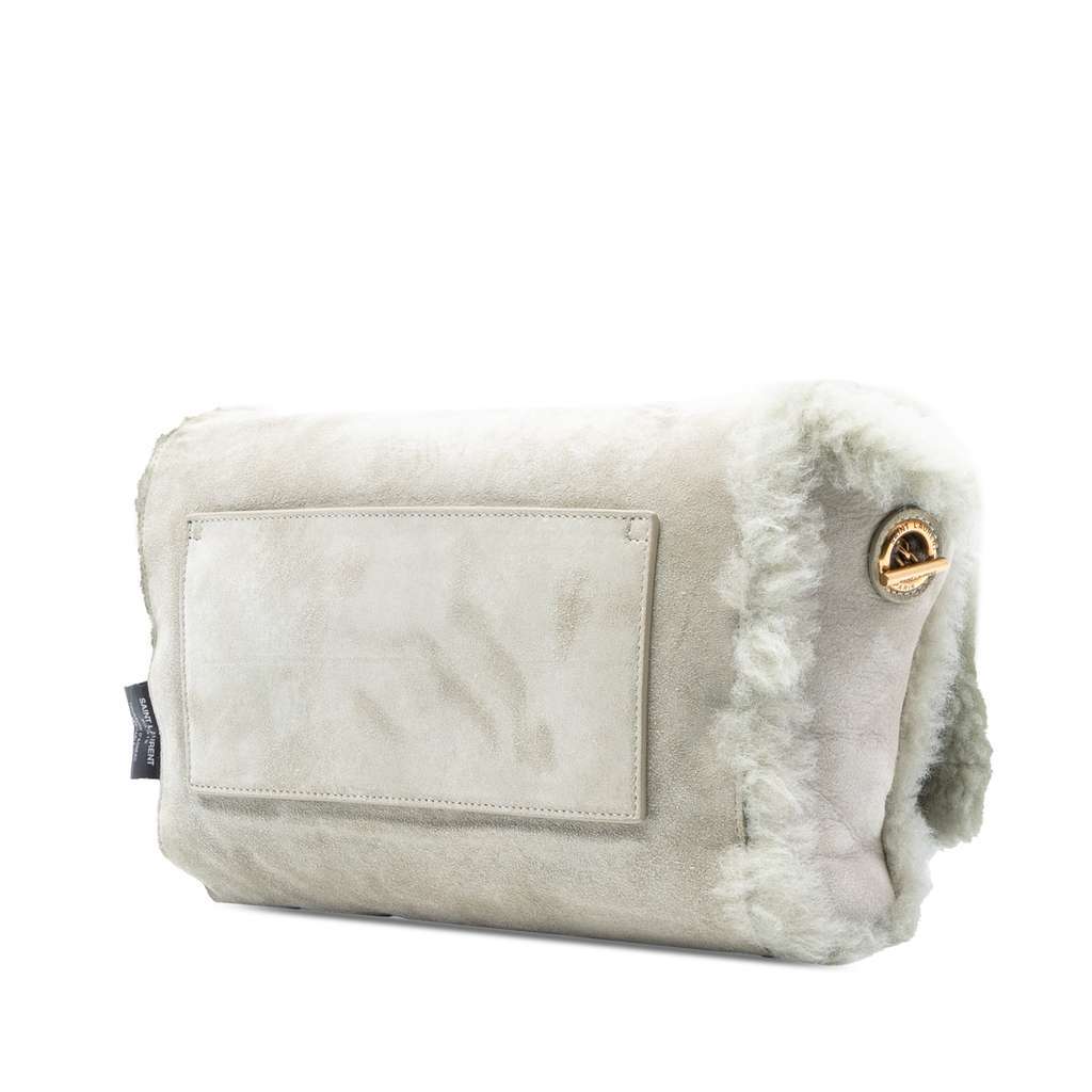 Saint Laurent Medium Shearling Monogram Kate Reversible Shoulder Bag Grey Very good - Back View