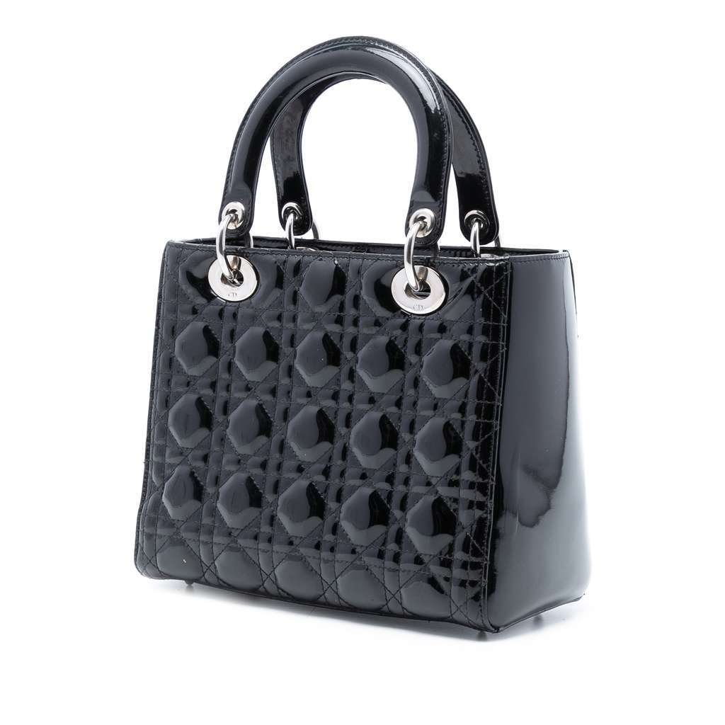 Dior Medium Patent Cannage Lady Dior Black Leather Very good condition - Back View