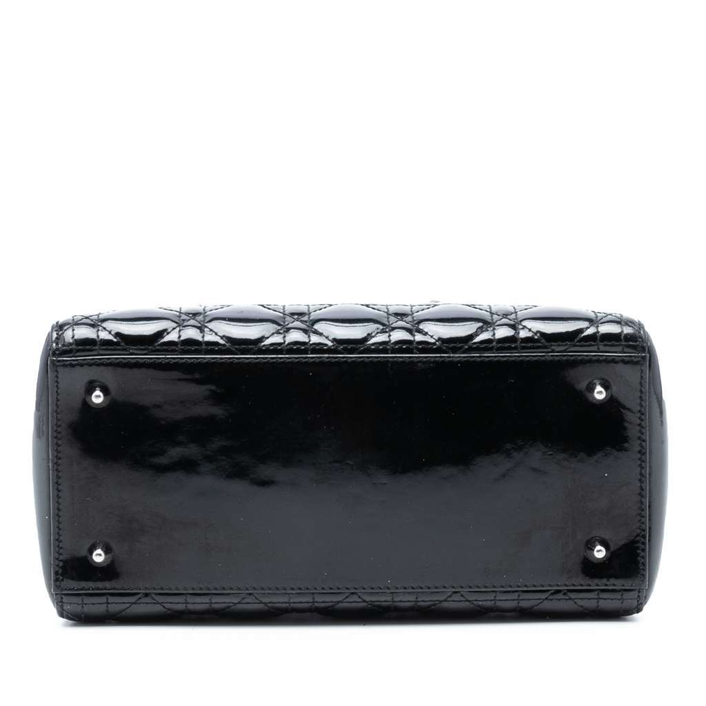 Dior Medium Patent Cannage Lady Dior Black Leather Very good condition - Inside View