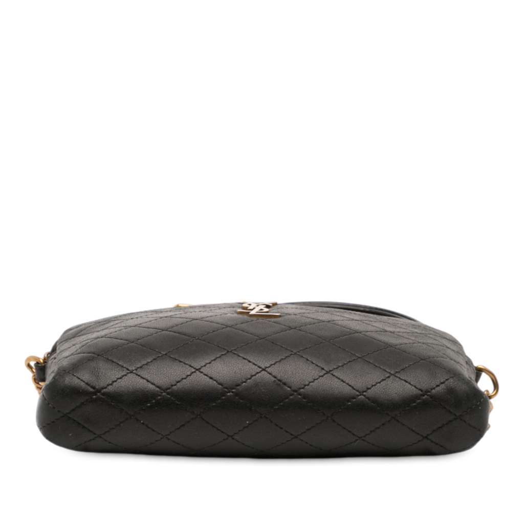 Saint Laurent Mini Quilted Lambskin Gaby Zippered Pouch Black Leather Very good - Inside View