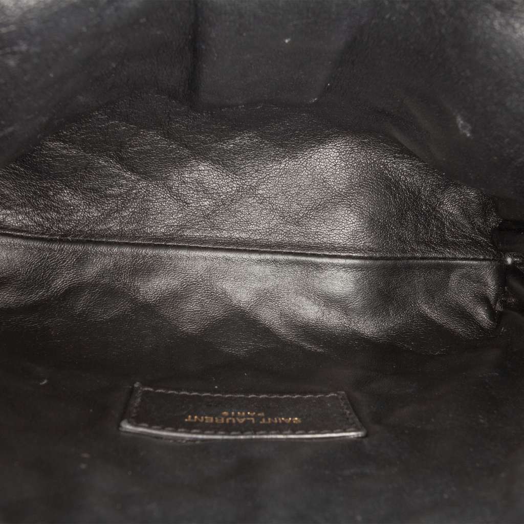 Saint Laurent Mini Quilted Lambskin Gaby Zippered Pouch Black Leather Very good - Model View