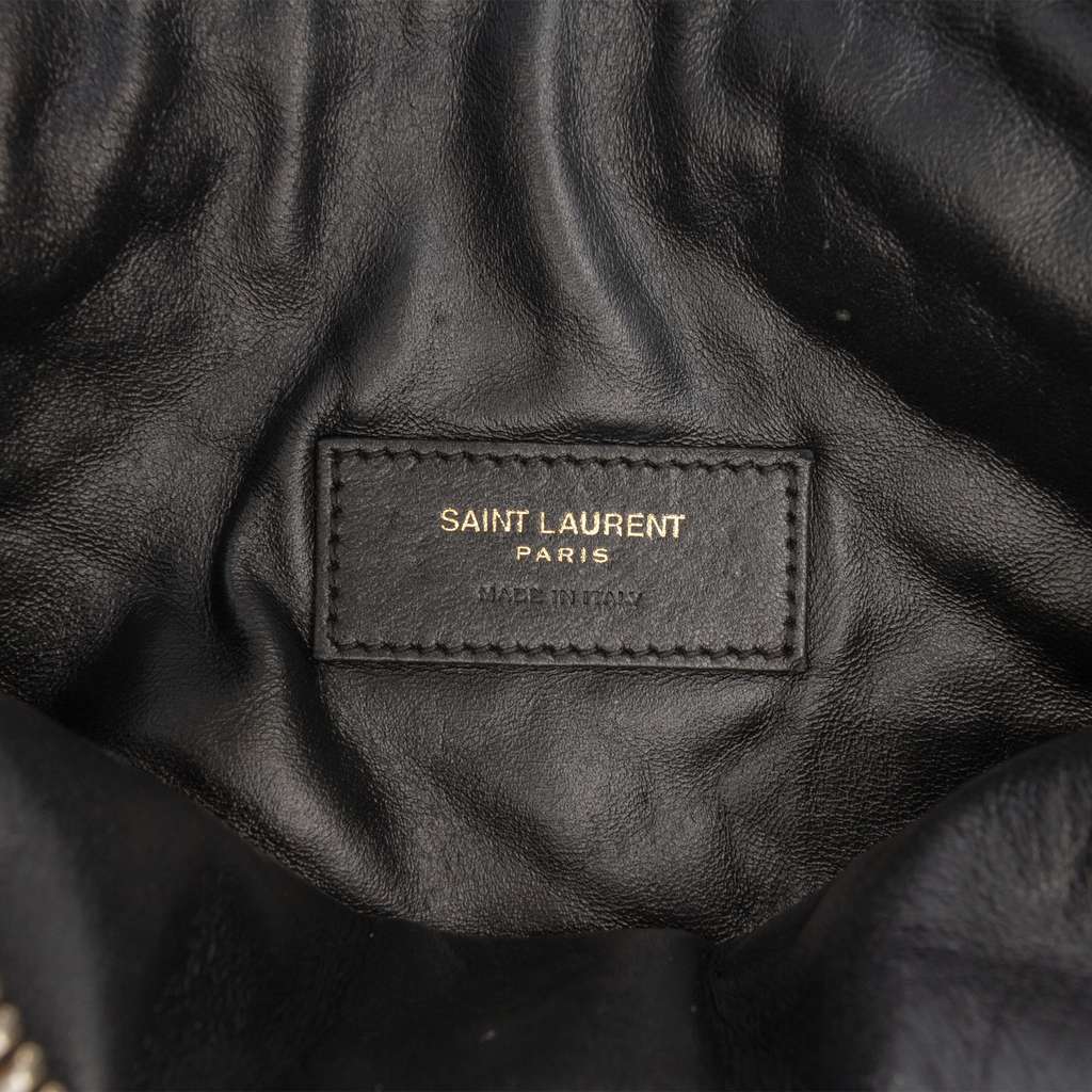Saint Laurent Mini Quilted Lambskin Gaby Zippered Pouch Black Leather Very good - Box View