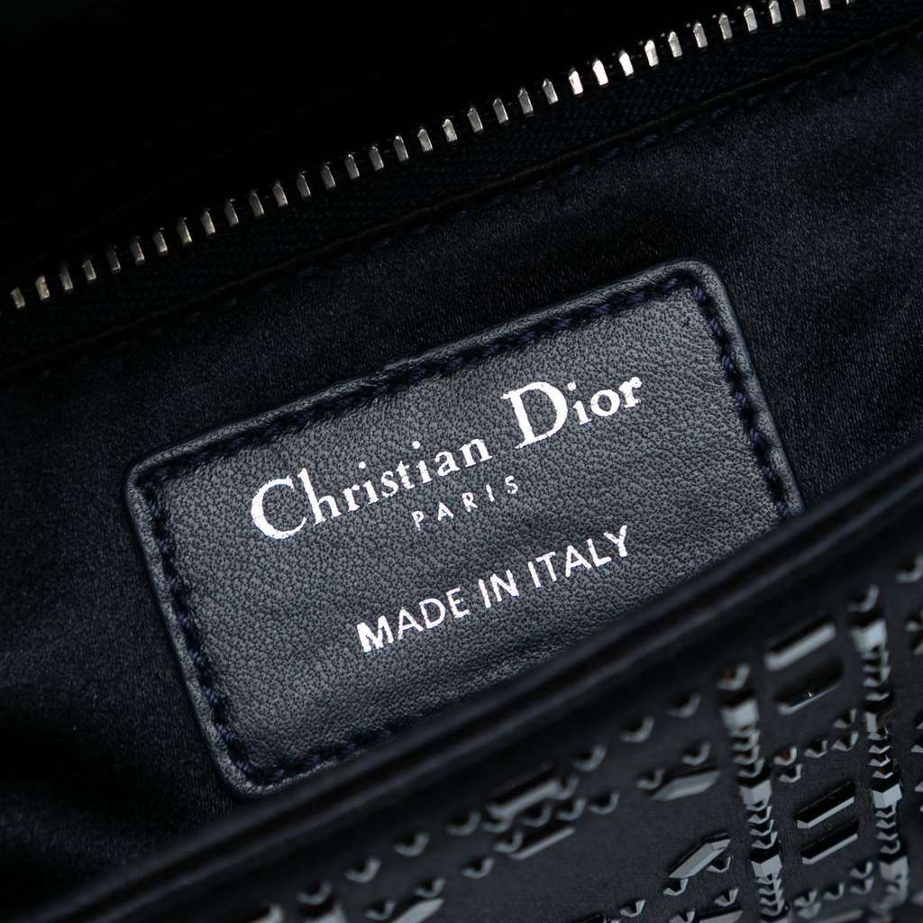 Dior Mini Satin Cannage Strass Crystal Embellished Lady Dior Black Satin Very good condition - Box View