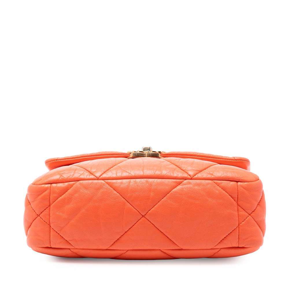 Chanel Medium Lambskin 19 Flap Orange Leather Very good - Inside View
