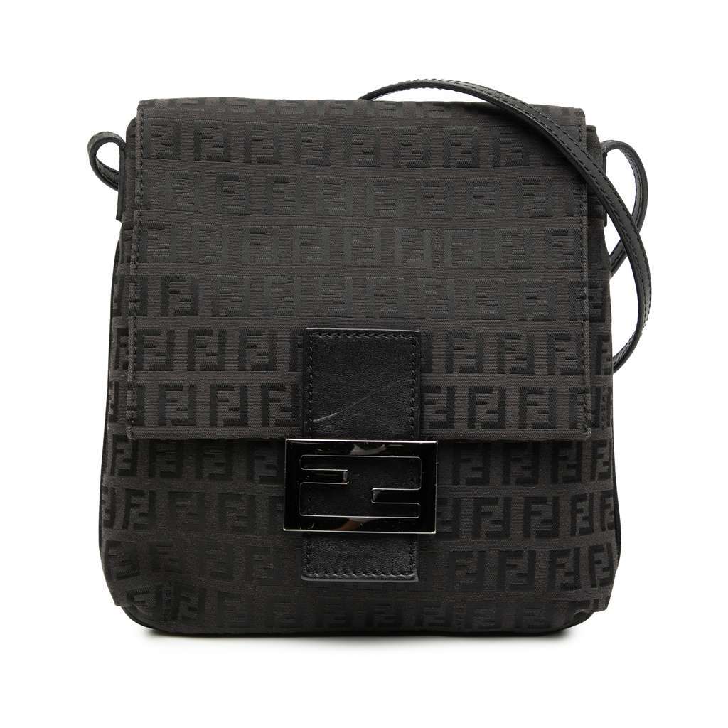 Fendi Zucchino Canvas Crossbody Black Canvas Very good - Front View