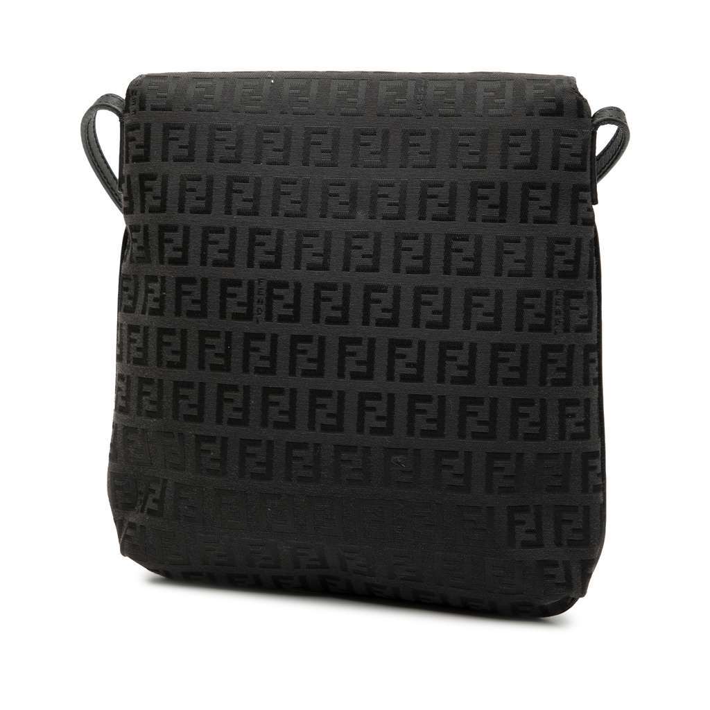 Fendi Zucchino Canvas Crossbody Black Canvas Very good - Back View