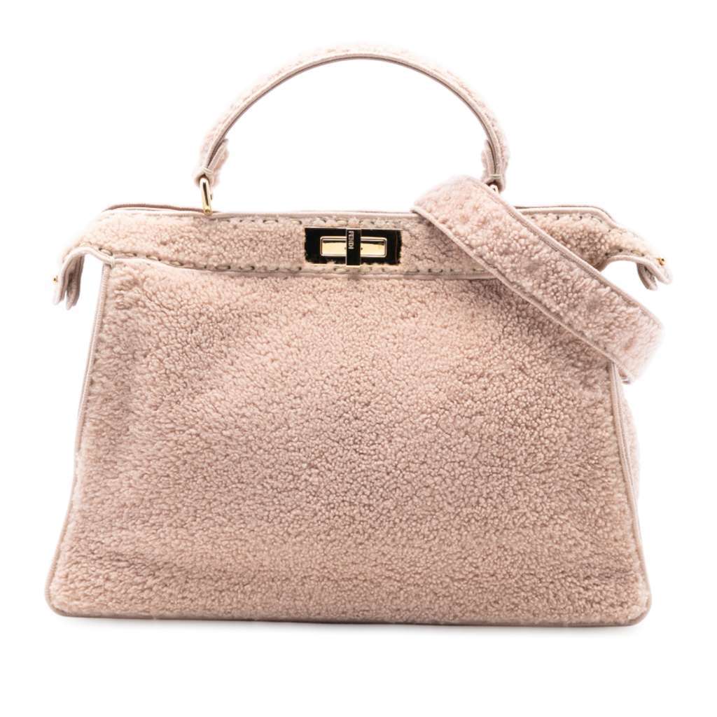Fendi Large Shearling Peekaboo ISeeU Satchel Pink Very good - Front View