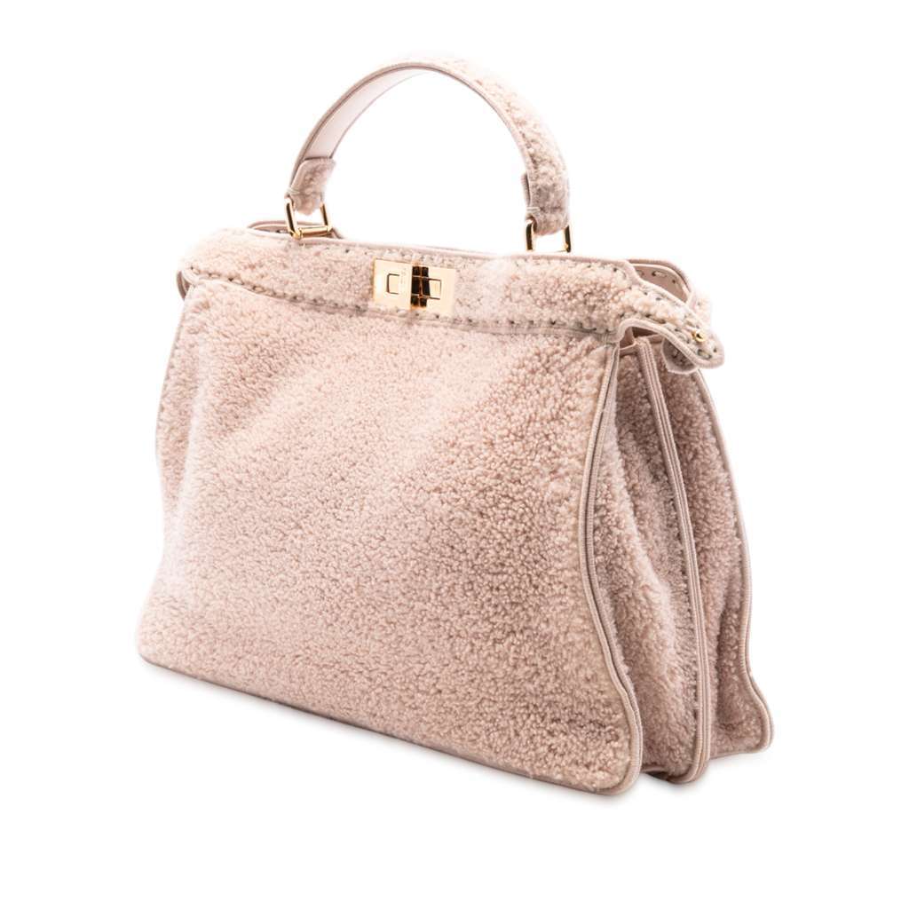 Fendi Large Shearling Peekaboo ISeeU Satchel Pink Very good - Back View