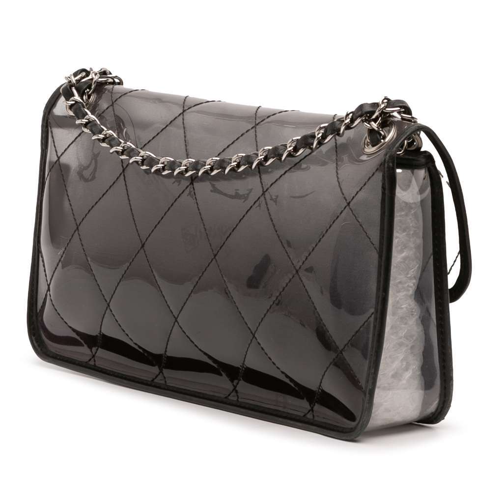 Chanel Stitched PVC and Calfskin Naked Flap Black Very good - Back View