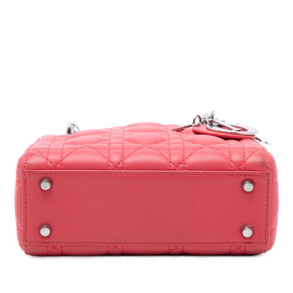 Dior Mini Lambskin Cannage Lady Dior Pink Leather Very good condition - Inside View