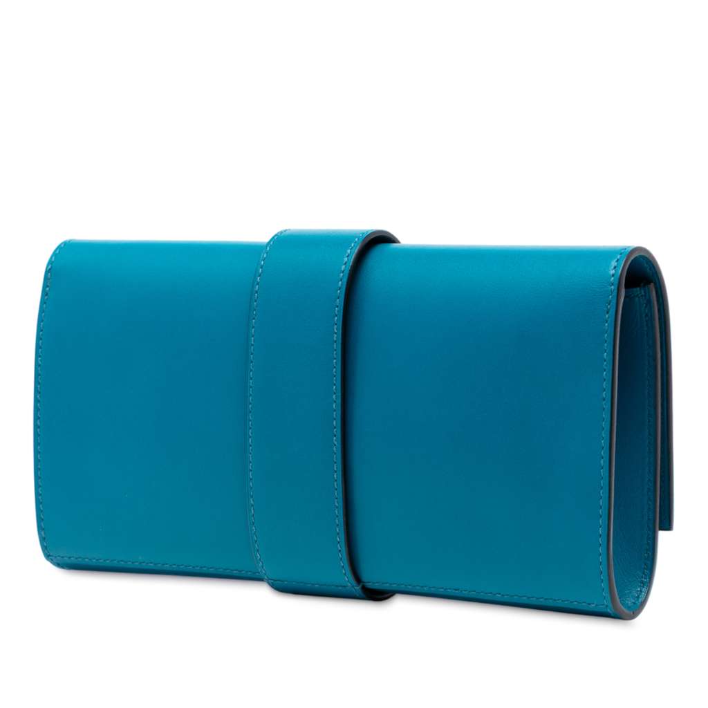 Hermès Tadelakt Medor Clutch 23 Blue Leather Very good condition - Back View