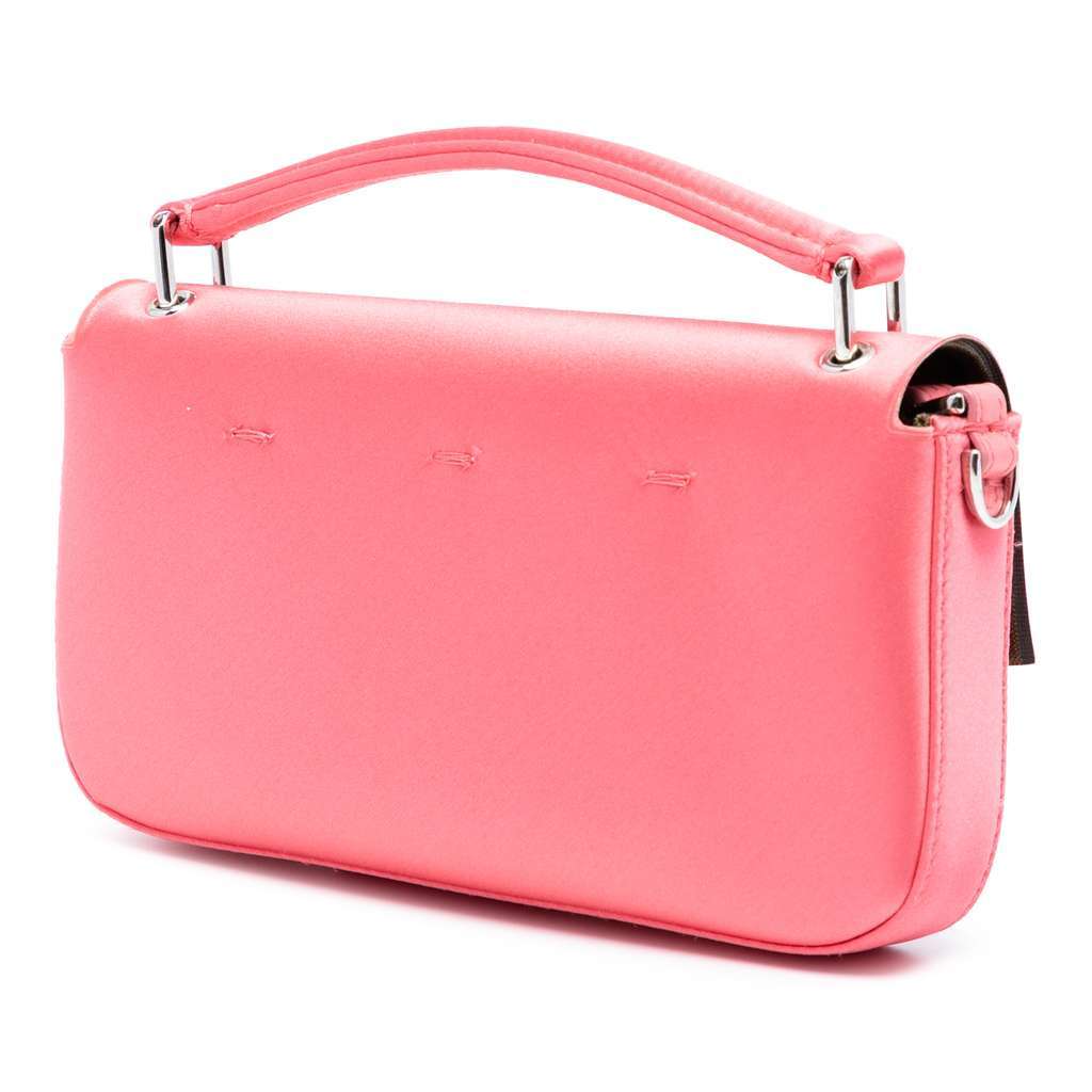 Fendi Satin Phone Pouch Baguette Satchel Pink Satin Very good condition - Back View