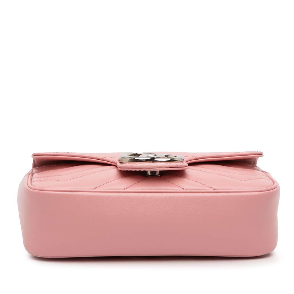 Gucci Mini GG Marmont Matelasse Leather Flap Crossbody Pink Leather Very good condition - Inside View
