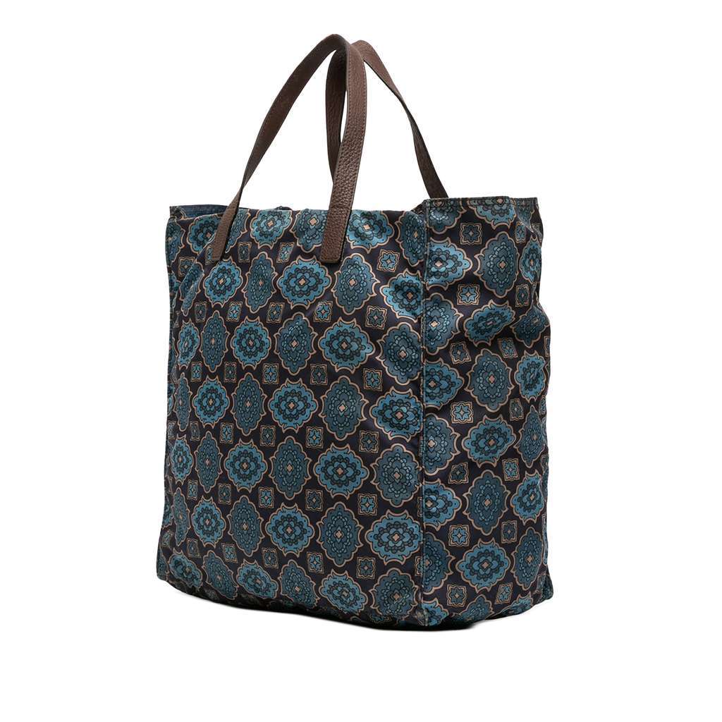 Prada Tessuto Stampato Tote Blue Very good - Back View