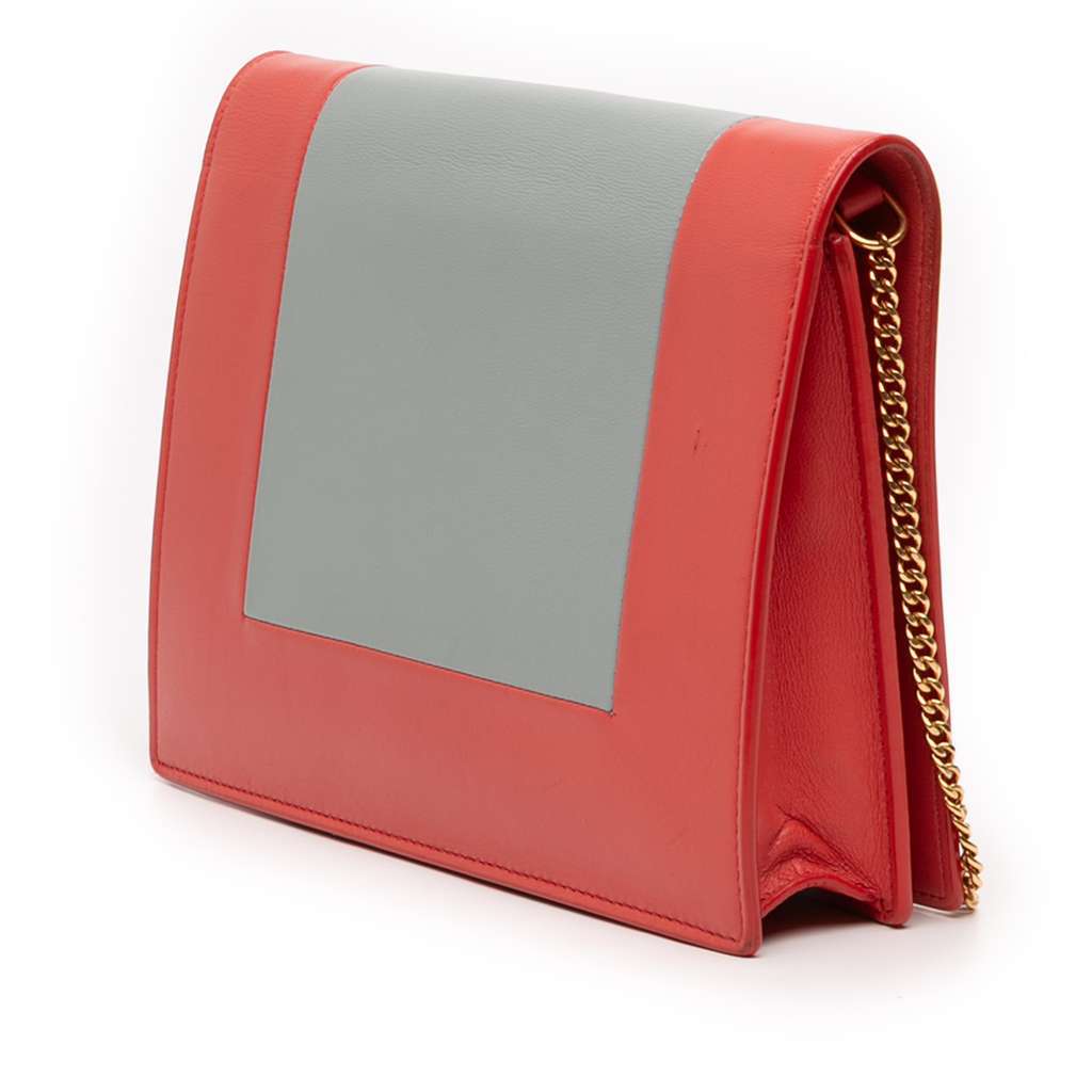 Celine Leather Frame Wallet on Chain Red Leather Very good condition - Back View