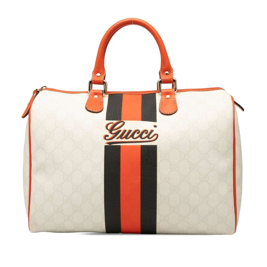 Gucci GG Supreme Joy Web Boston White Canvas Good - Front View