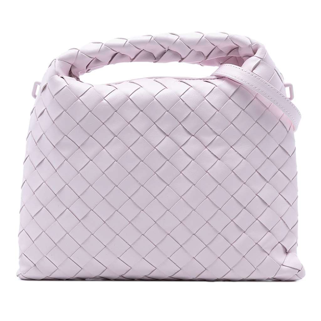 Bottega Veneta Mini Calfskin Intrecciato Hop Satchel Pink Leather Very good - Front View