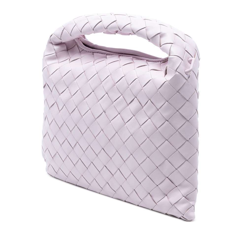 Bottega Veneta Mini Calfskin Intrecciato Hop Satchel Pink Leather Very good - Back View