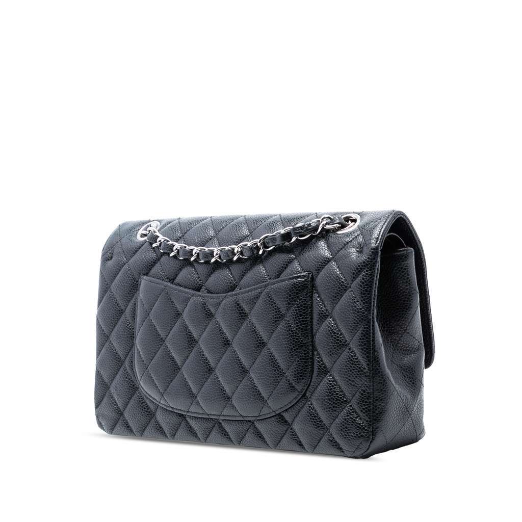 Chanel Medium Classic Caviar Double Flap Black Leather Very good condition - Back View