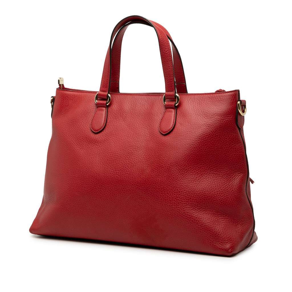 Gucci Leather Bamboo Tassel Satchel Red Leather Very good - Back View