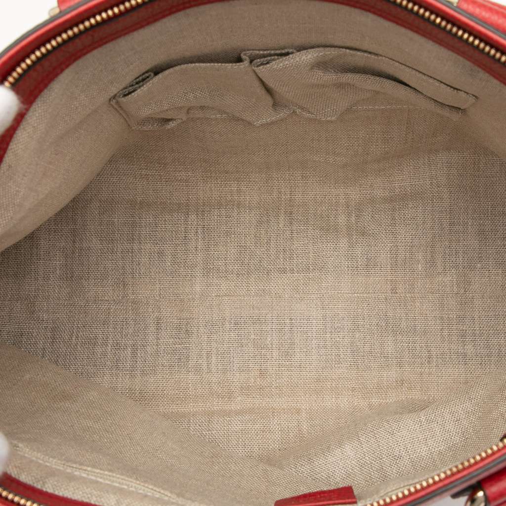 Gucci Leather Bamboo Tassel Satchel Red Leather Very good - Model View