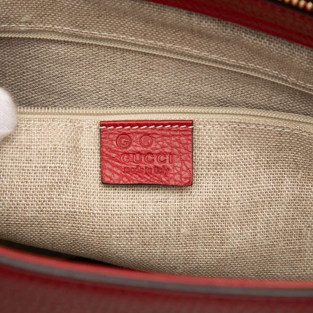 Gucci Leather Bamboo Tassel Satchel Red Leather Very good - Box View