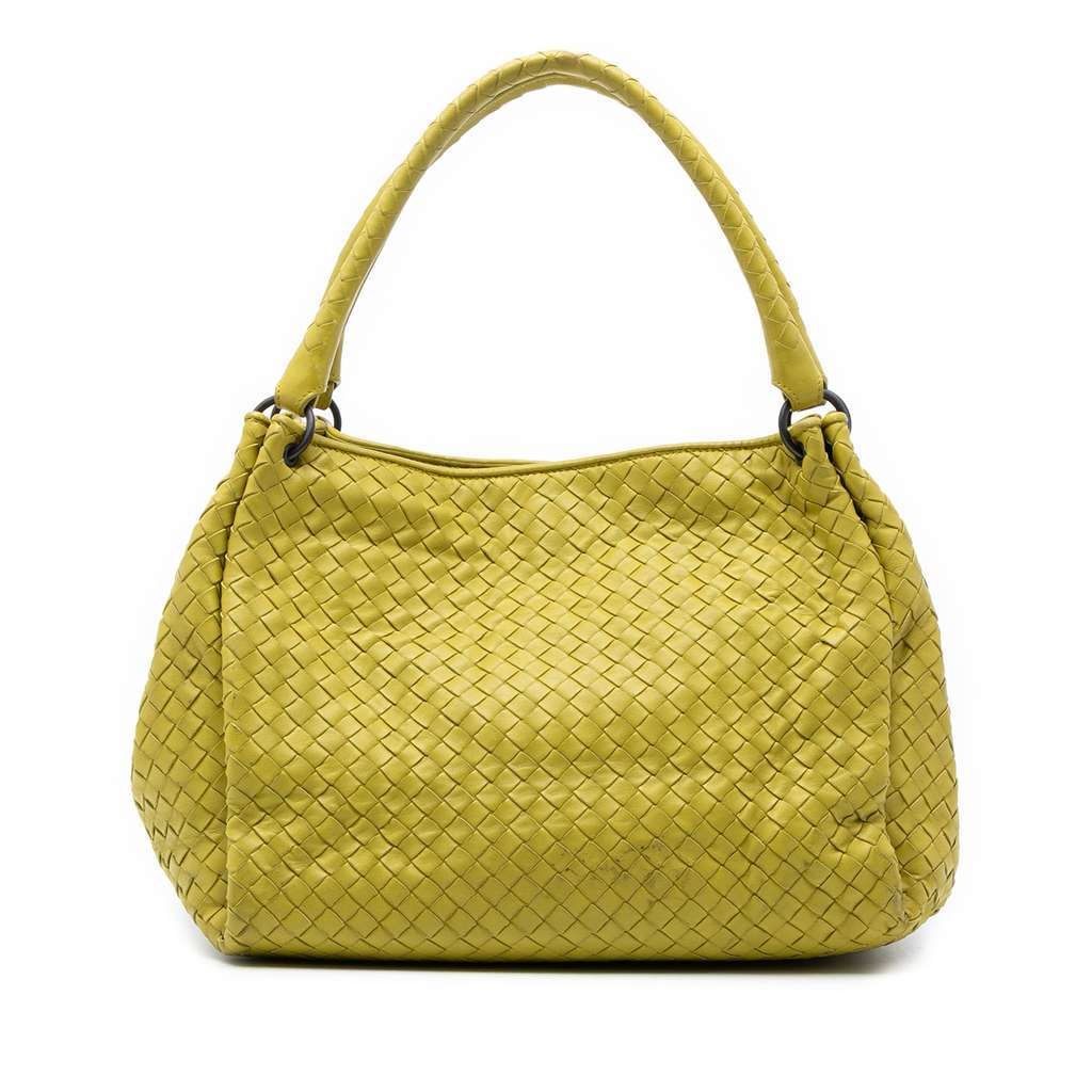 Bottega Veneta Nappa Intrecciato Parachute Tote Yellow Leather Good - Front View