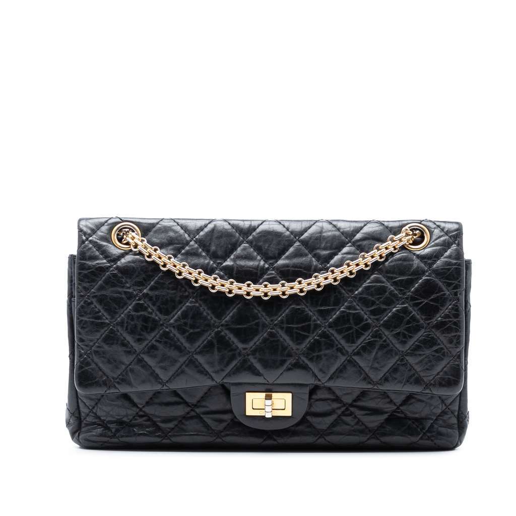Chanel Reissue 2.55 Aged Calfskin Double Flap 226 Black Leather Good condition - Front View