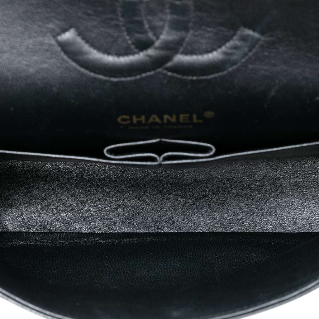 Chanel Medium Classic Caviar Double Flap Black Leather Good - Model View