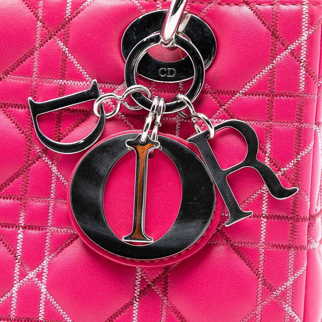 Dior Medium Lambskin Cannage Lady Dior Pink Leather Very good condition - Box View