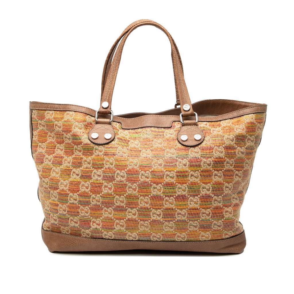 Gucci GG Straw Libeccio Sunset Tote Brown Very good condition - Front View