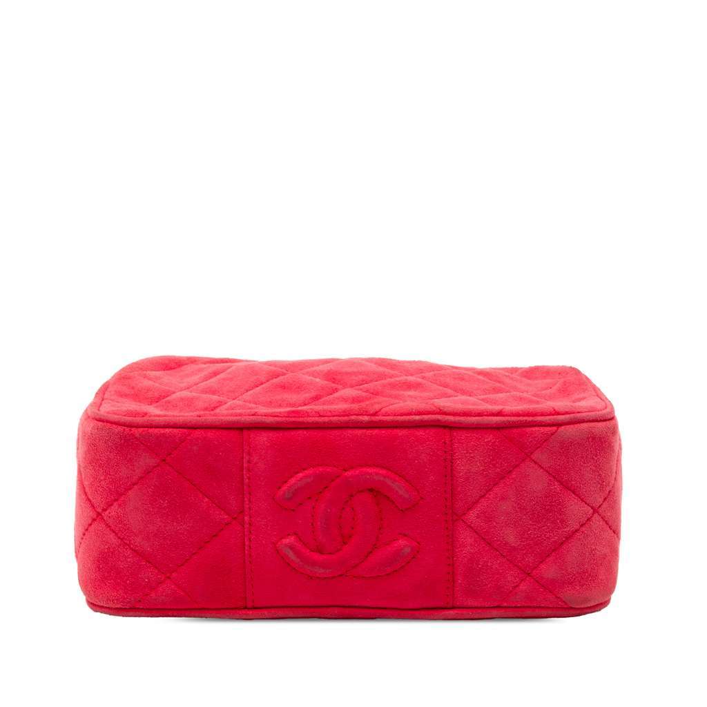 Chanel Quilted Suede Camera Bag Red Leather Very good - Inside View