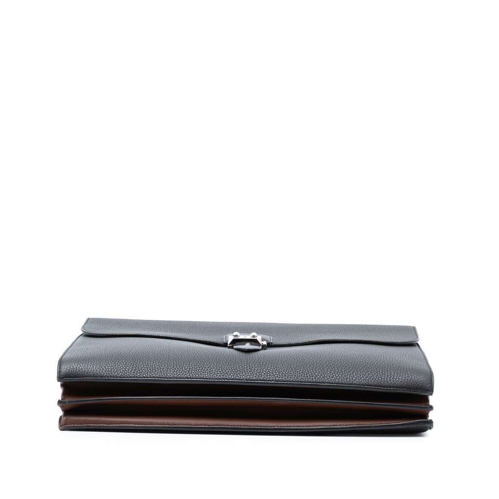 Hermès Togo and Swift Sac A Depeches Verso 38 Black Leather Good condition - Inside View