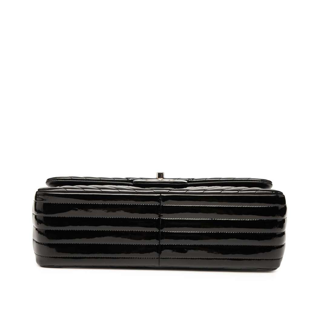 Chanel Jumbo Classic Chevron Patent Double Flap Black Leather Very good - Inside View
