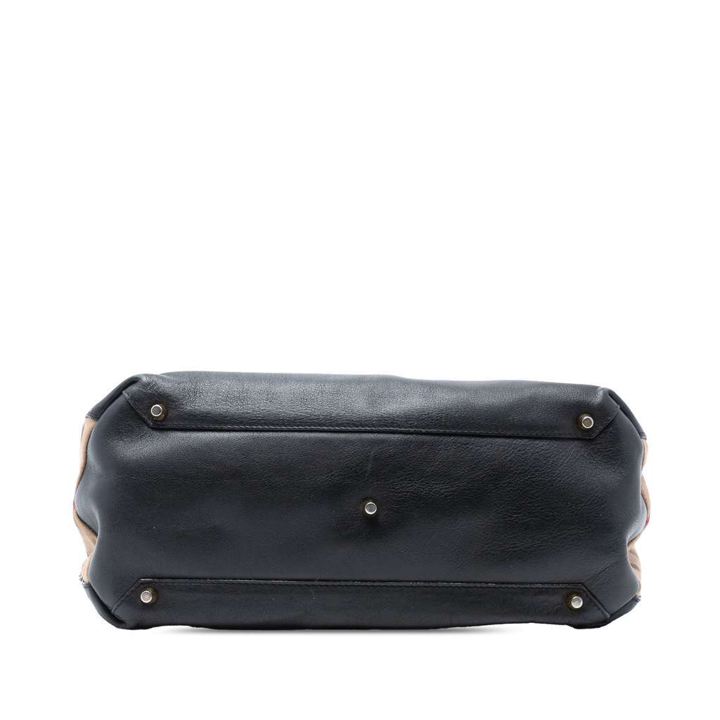 Burberry Medium Leather and House Check Banner Satchel Black Leather Very good condition - Inside View