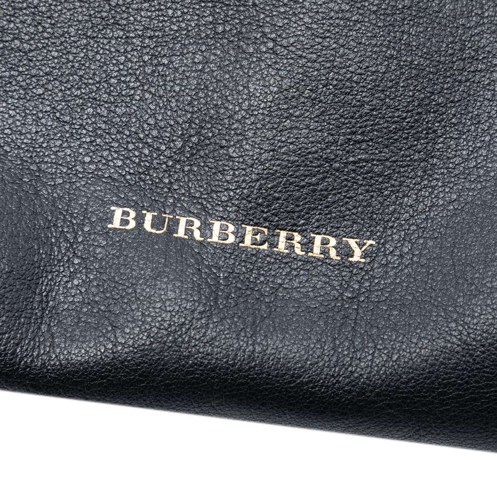 Burberry Medium Leather and House Check Banner Satchel Black Leather Very good condition - Box View