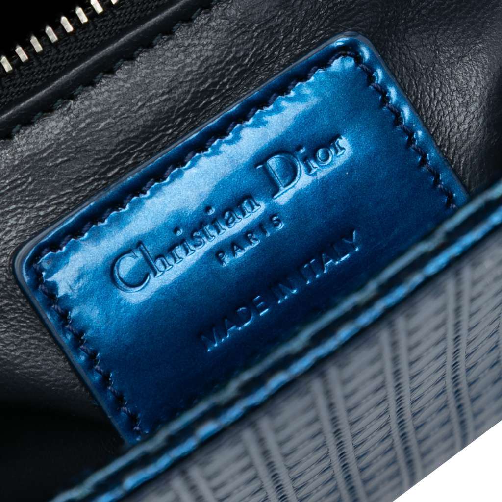 Dior Mini Metallic Patent Microcannage Lady Dior Blue Leather Very good condition - Box View