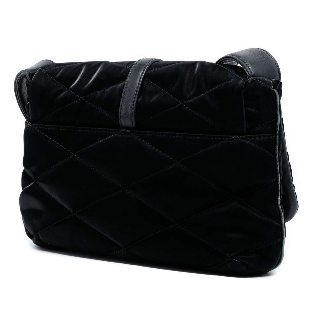 Saint Laurent Quilted Satin Le 57 Shoulder Bag Black Satin Very good condition - Back View
