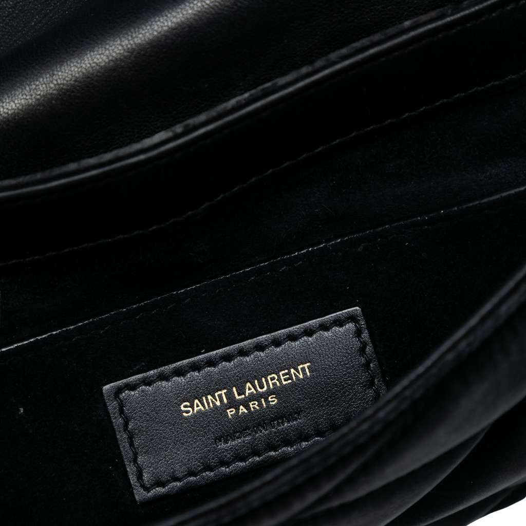 Saint Laurent Quilted Satin Le 57 Shoulder Bag Black Satin Very good condition - Box View
