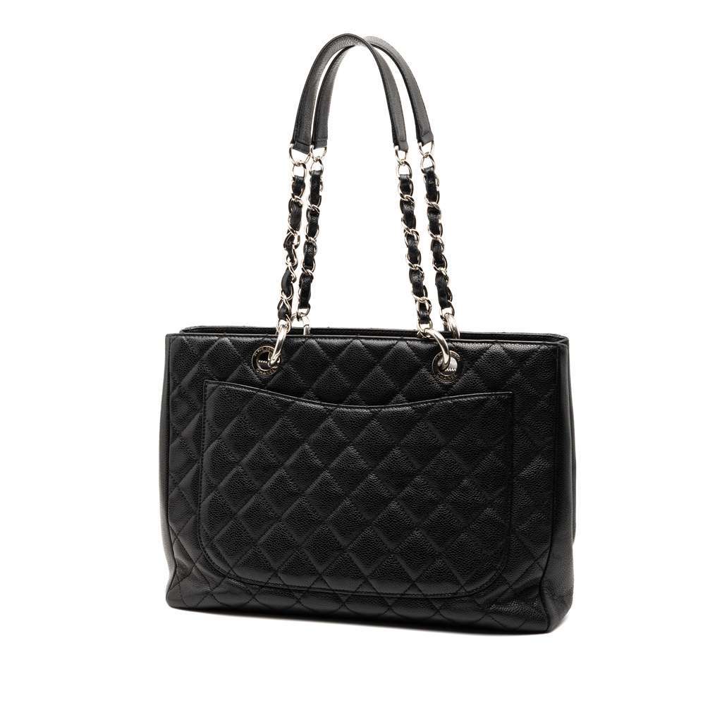 Chanel Caviar Grand Shopping Tote Black Leather Very good - Back View