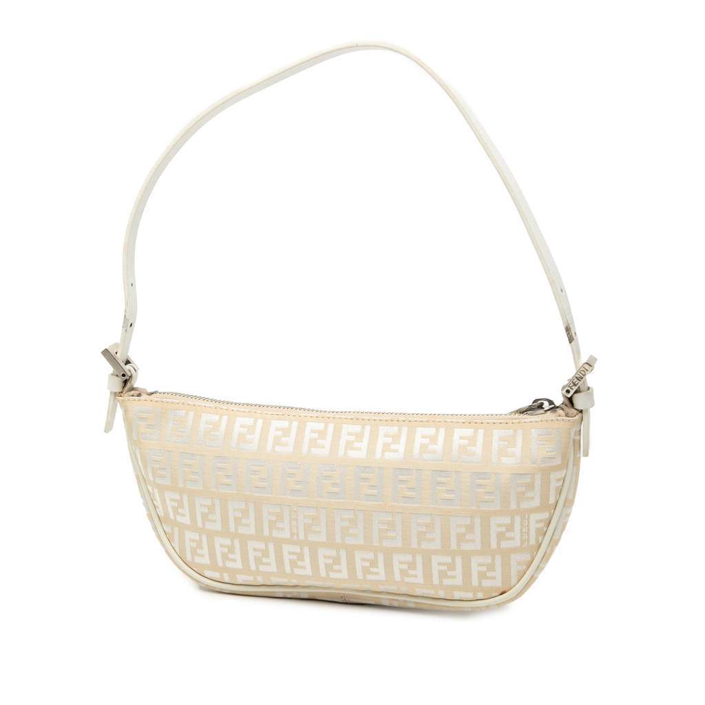 Fendi Zucchino Canvas Shoulder Bag Brown Canvas Good - Back View