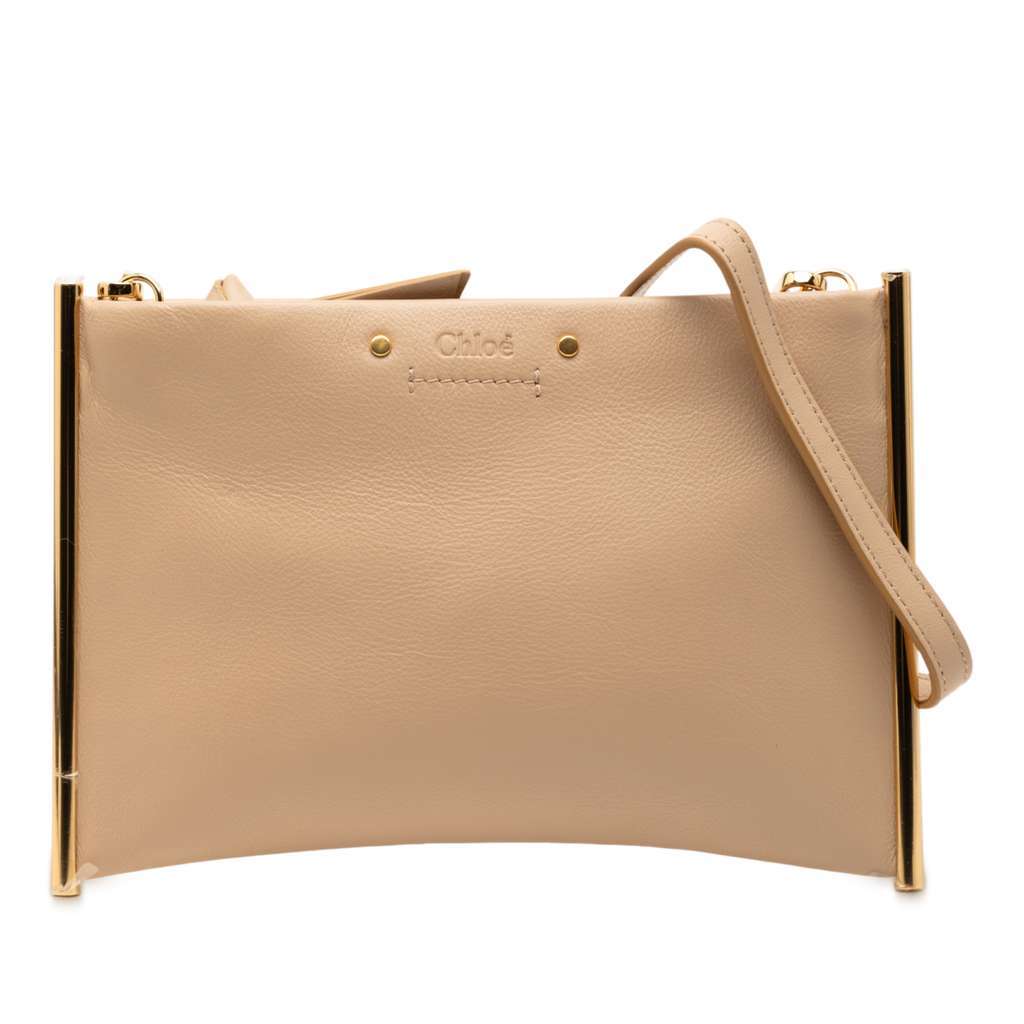Chloé Mini Leather Roy Clutch Brown Leather Good condition - Front View