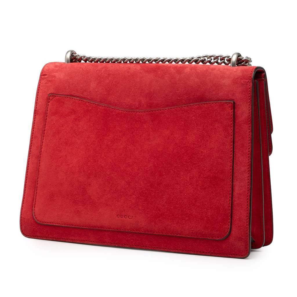 Gucci Medium Suede Dionysus Shoulder Bag Red Leather Good - Back View