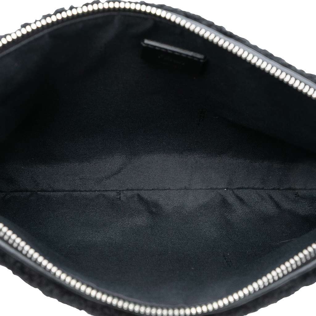 Fendi Shearling FF Flat Pouch Black Very good - Model View