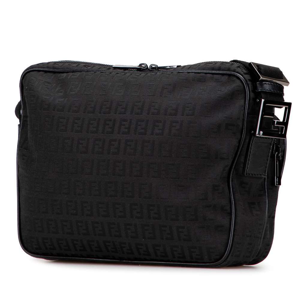 Fendi Zucchino Canvas Crossbody Black Canvas Very good - Back View