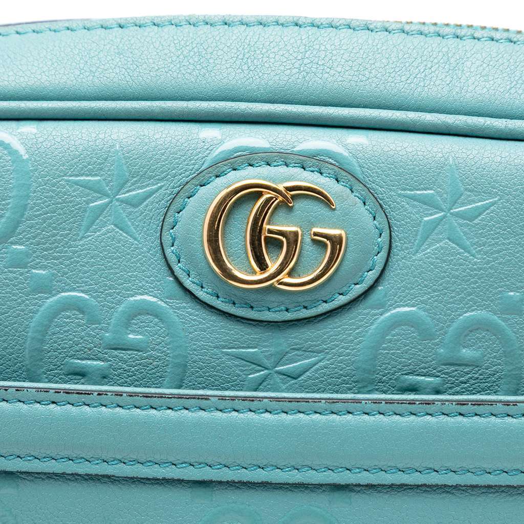 Gucci GG Star Embossed Leather Crossbody Blue Leather Very good - Box View