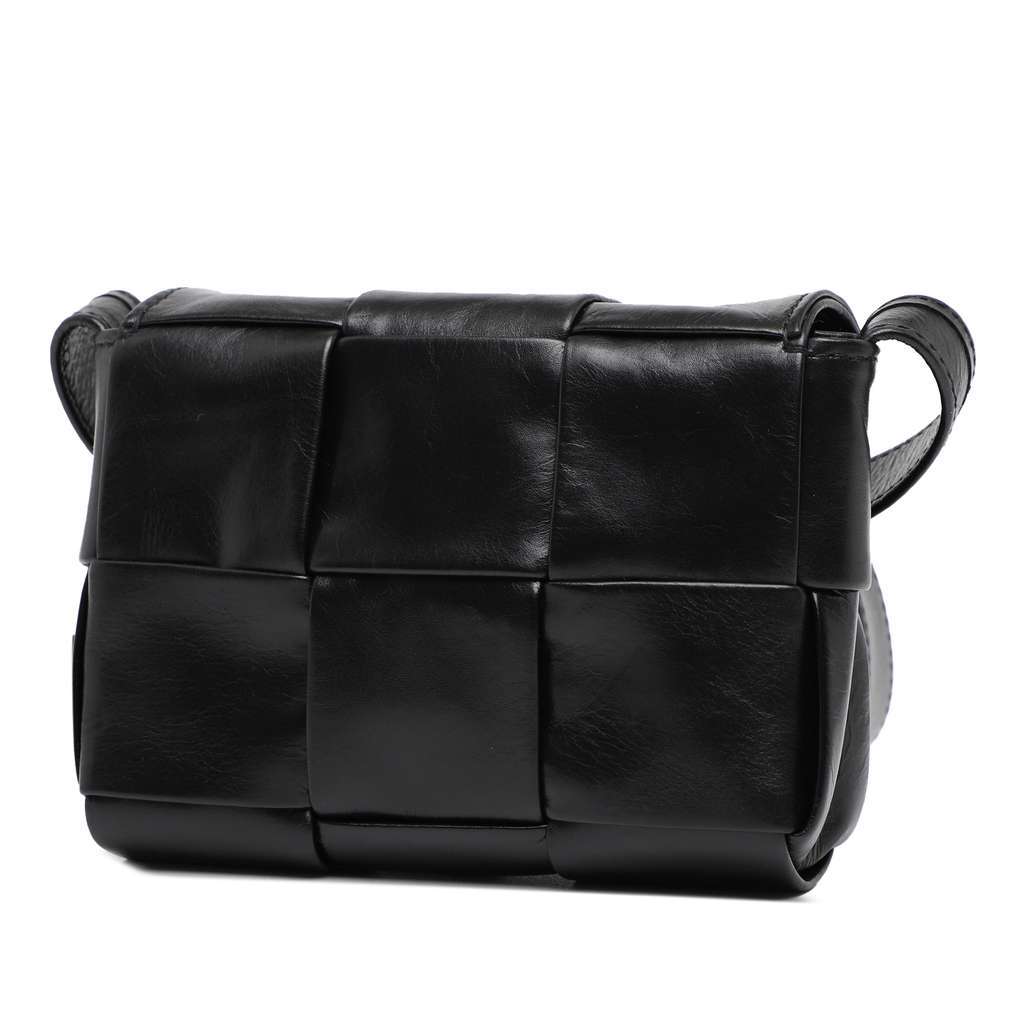 Bottega Veneta Candy Paper Calfskin Intrecciato Cassette Crossbody Black Leather Very good - Back View
