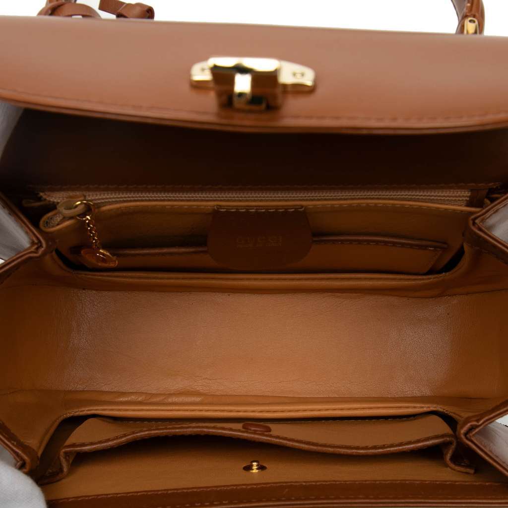 Gucci Smooth Calfskin Lady Lock Satchel Brown Leather Very good condition - Model View
