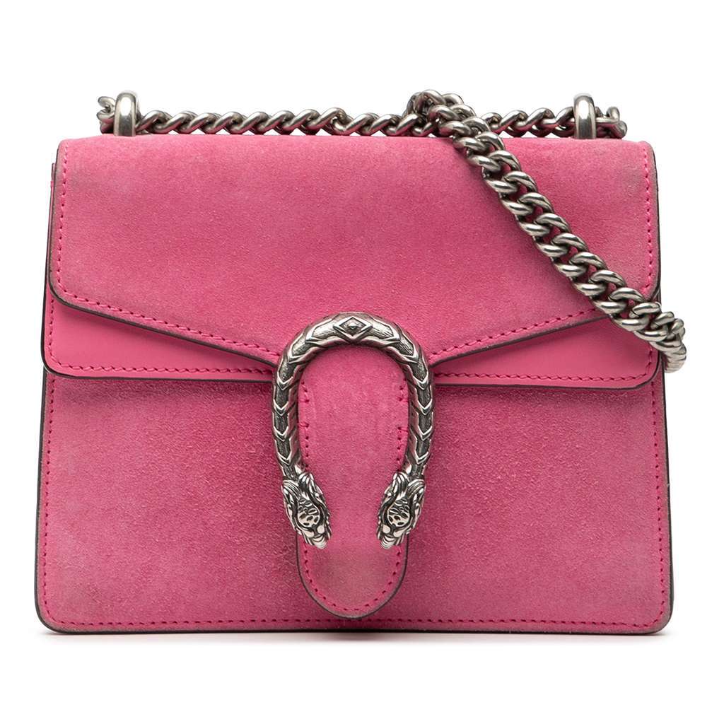 Gucci Small Suede Dionysus Crossbody Pink Leather Very good - Front View