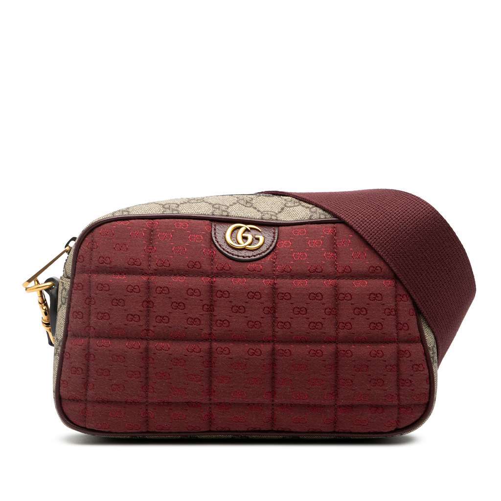 Gucci Small Quilted Mini GG Canvas and GG Supreme Double G Crossbody Red Canvas Very good - Front View